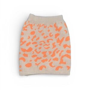 Leopard Print Knit Skirt - Orange and Cream